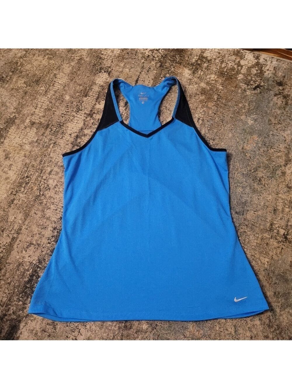Nike Women's Vibrant Blue and Black Racer Back Tank Top XL
